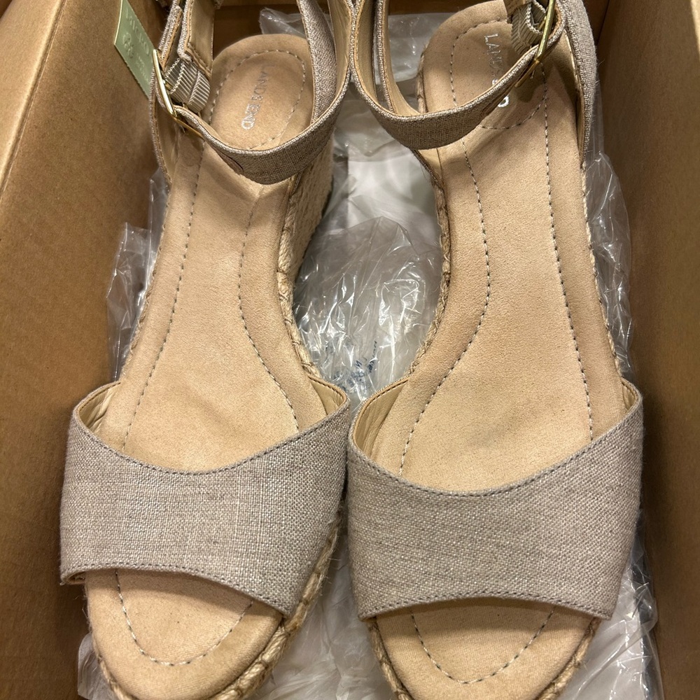 Lands' End Women's Tan Espadrille Sandals